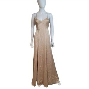 Show Me Your Mumu Godshaw Bridesmaid Champagne Luxe Satin Maxi Dress